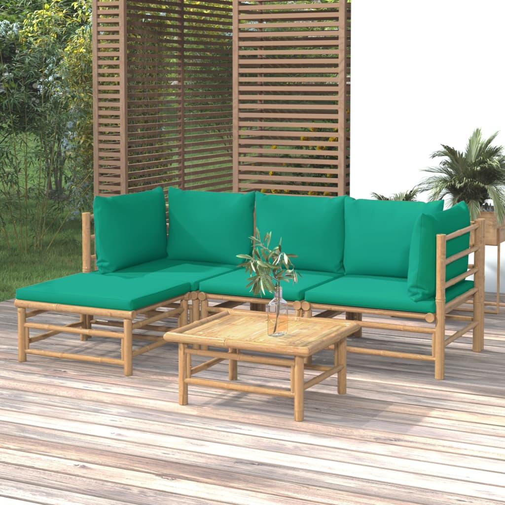 3 Piece Patio Lounge Set With Cushions Bamboo