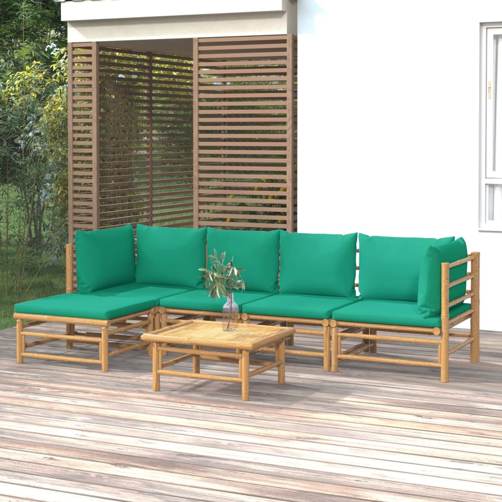 3 Piece Patio Lounge Set With Cushions Bamboo