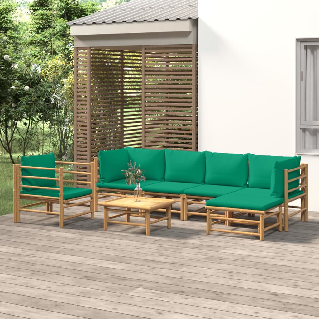 3 Piece Patio Lounge Set With Cushions Bamboo