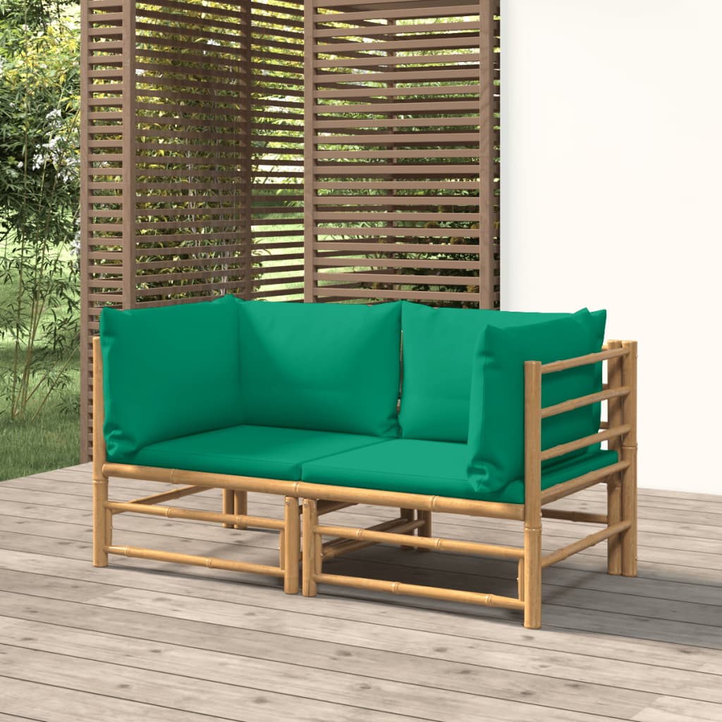 3 Piece Patio Lounge Set With Cushions Bamboo