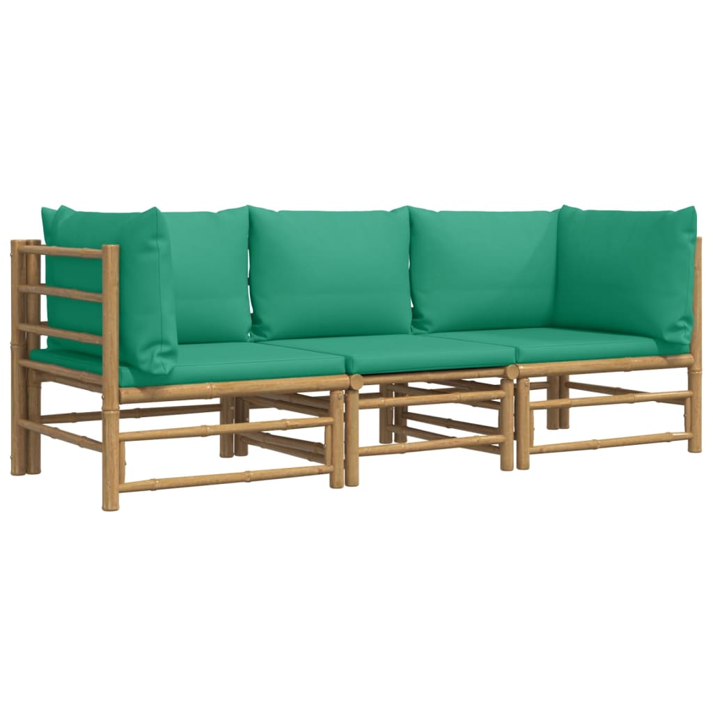 3 Piece Patio Lounge Set With Cushions Bamboo