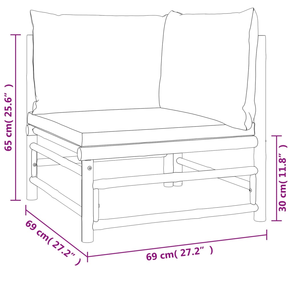 3 Piece Patio Lounge Set With Cushions Bamboo