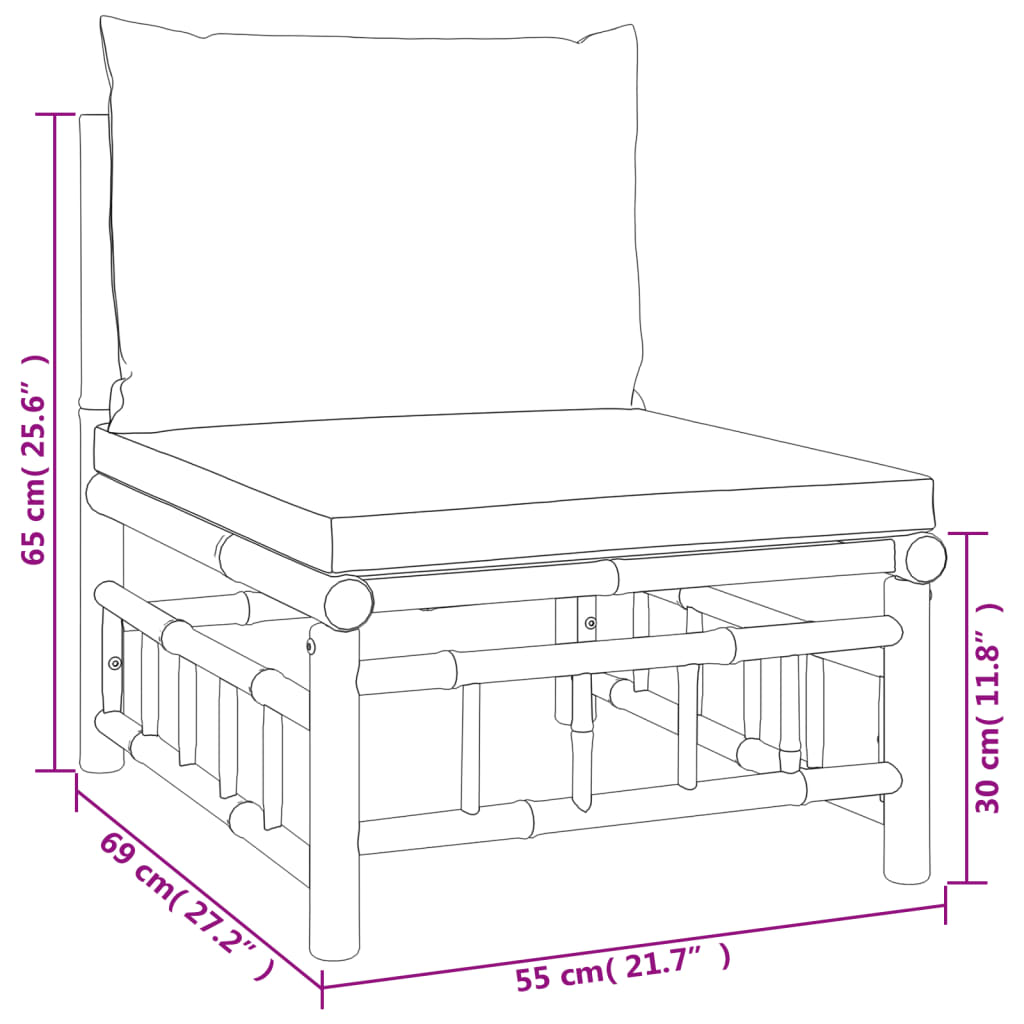 3 Piece Patio Lounge Set With Cushions Bamboo