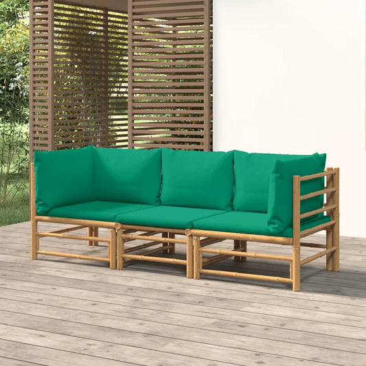 3 Piece Patio Lounge Set With Cushions Bamboo