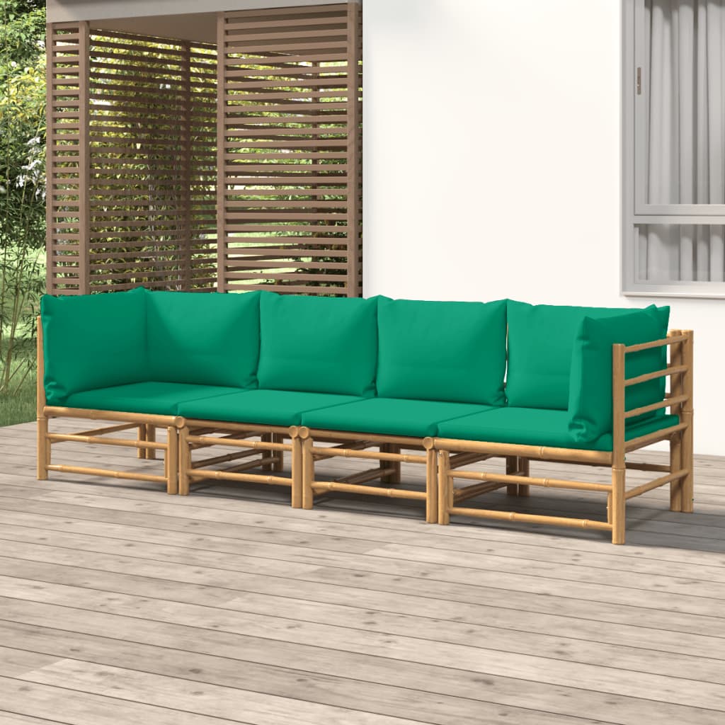 3 Piece Patio Lounge Set With Cushions Bamboo