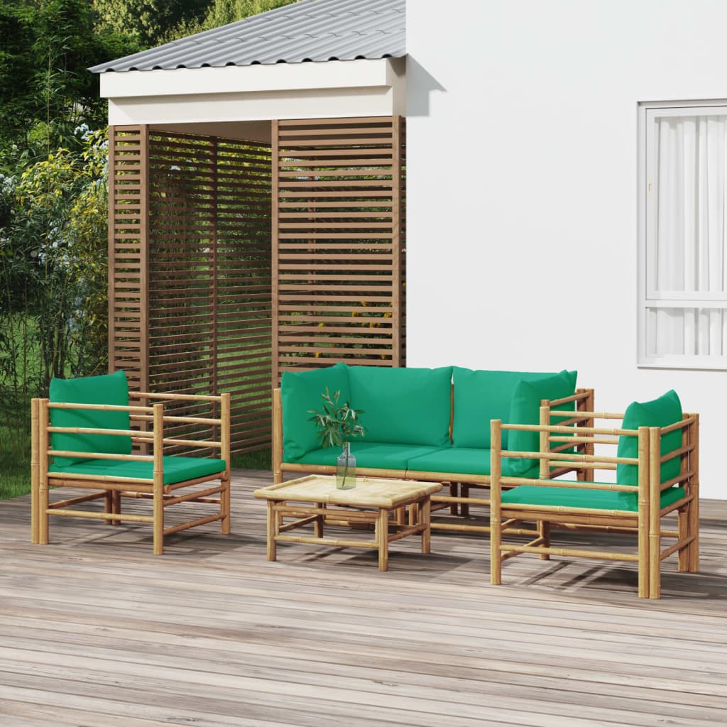 3 Piece Patio Lounge Set With Cushions Bamboo