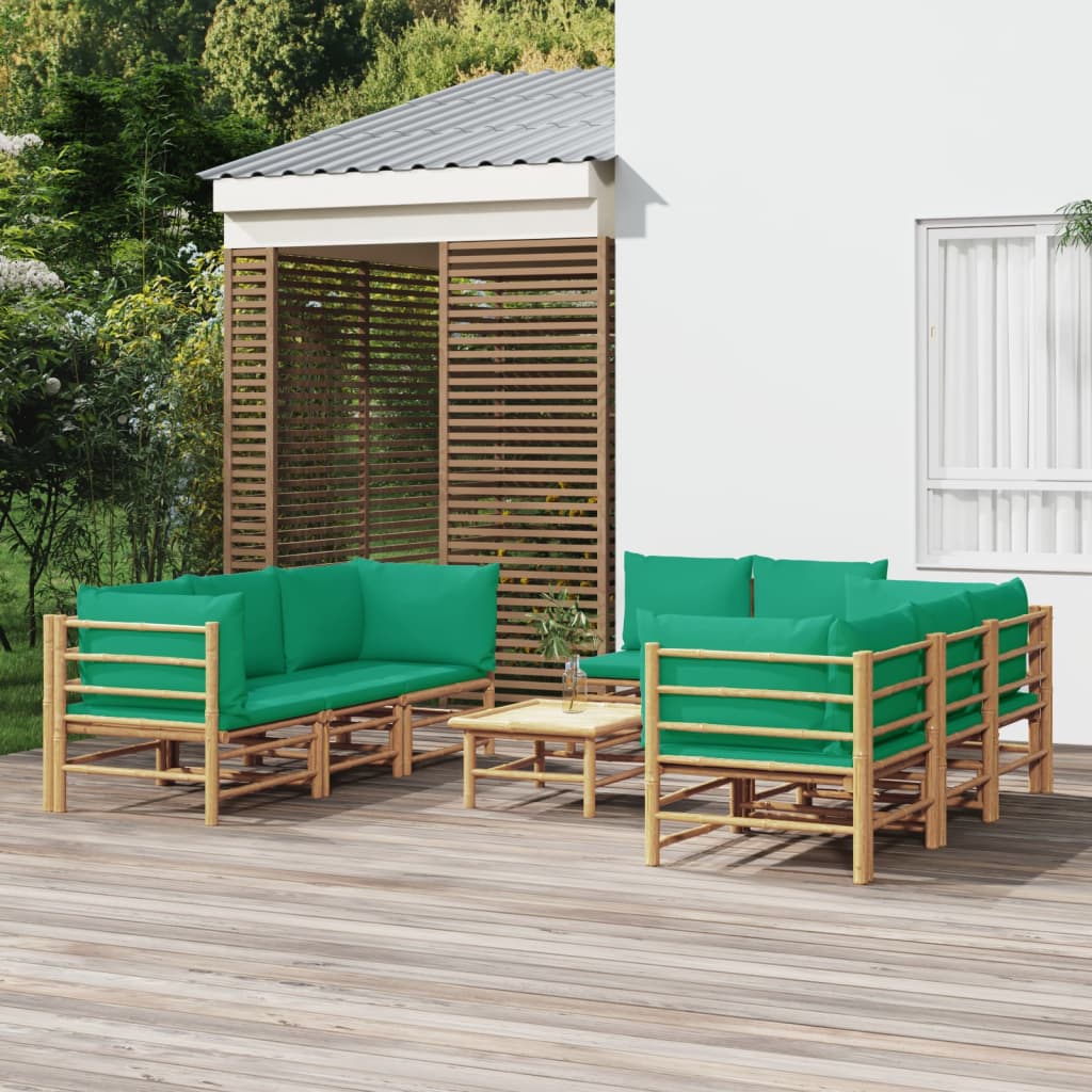 3 Piece Patio Lounge Set With Cushions Bamboo