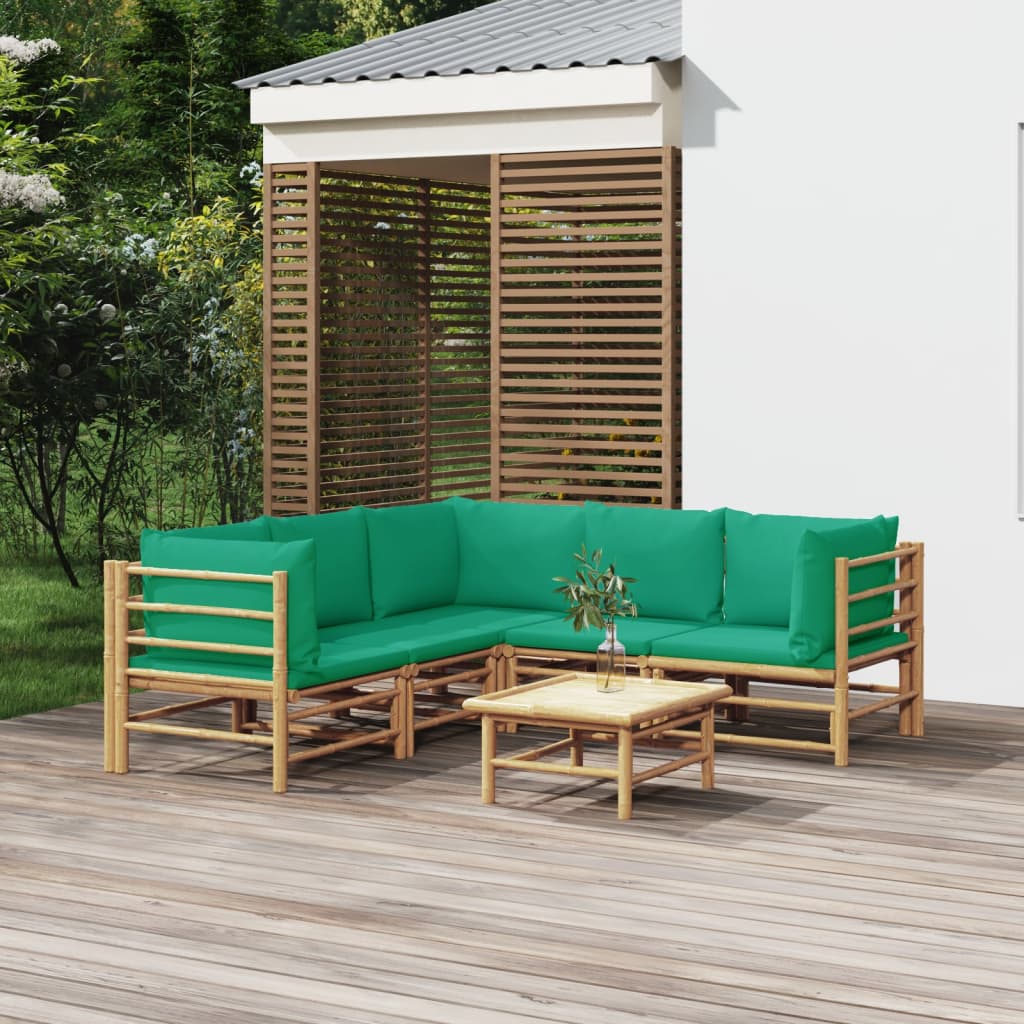 3 Piece Patio Lounge Set With Cushions Bamboo