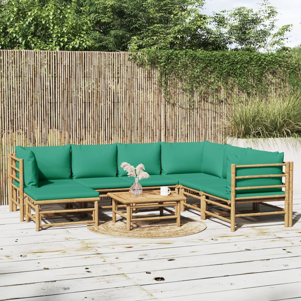 3 Piece Patio Lounge Set With Cushions Bamboo