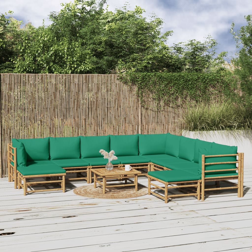 3 Piece Patio Lounge Set With Cushions Bamboo