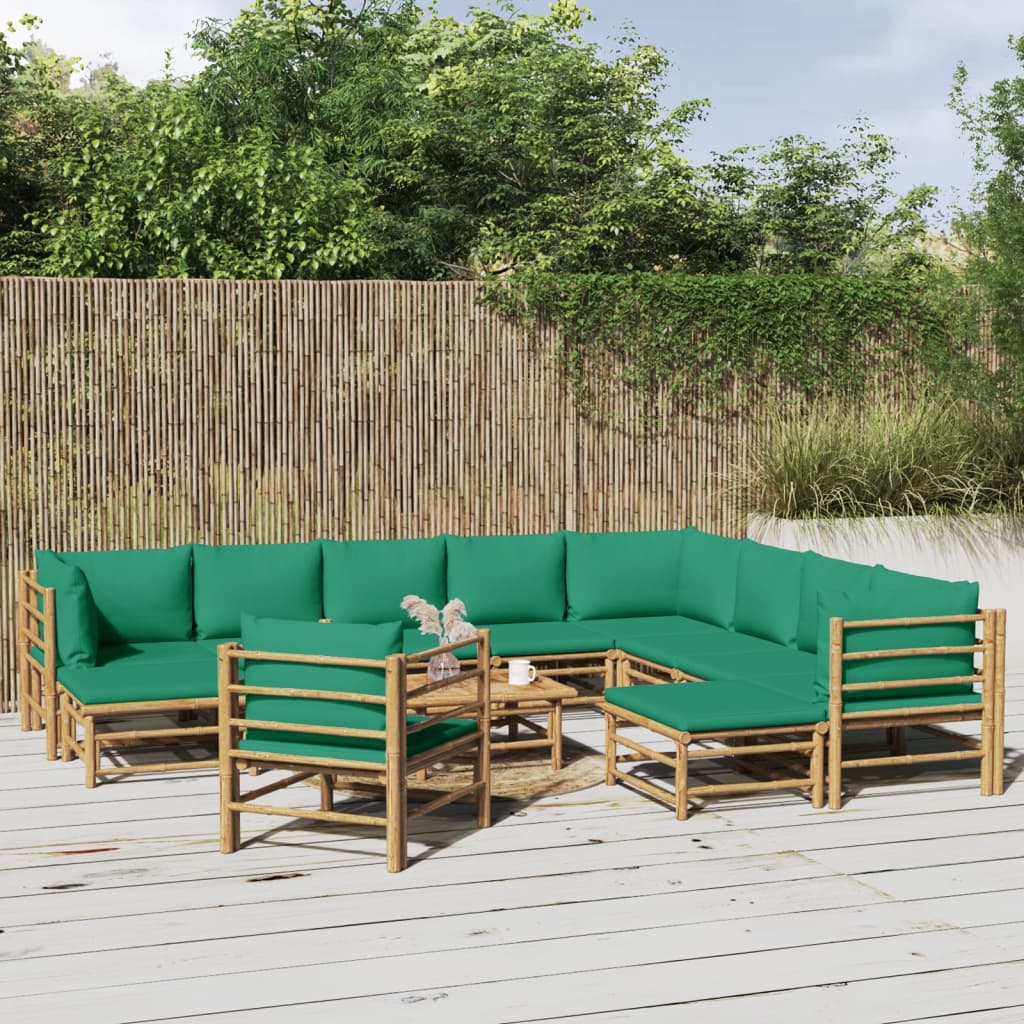 3 Piece Patio Lounge Set With Cushions Bamboo