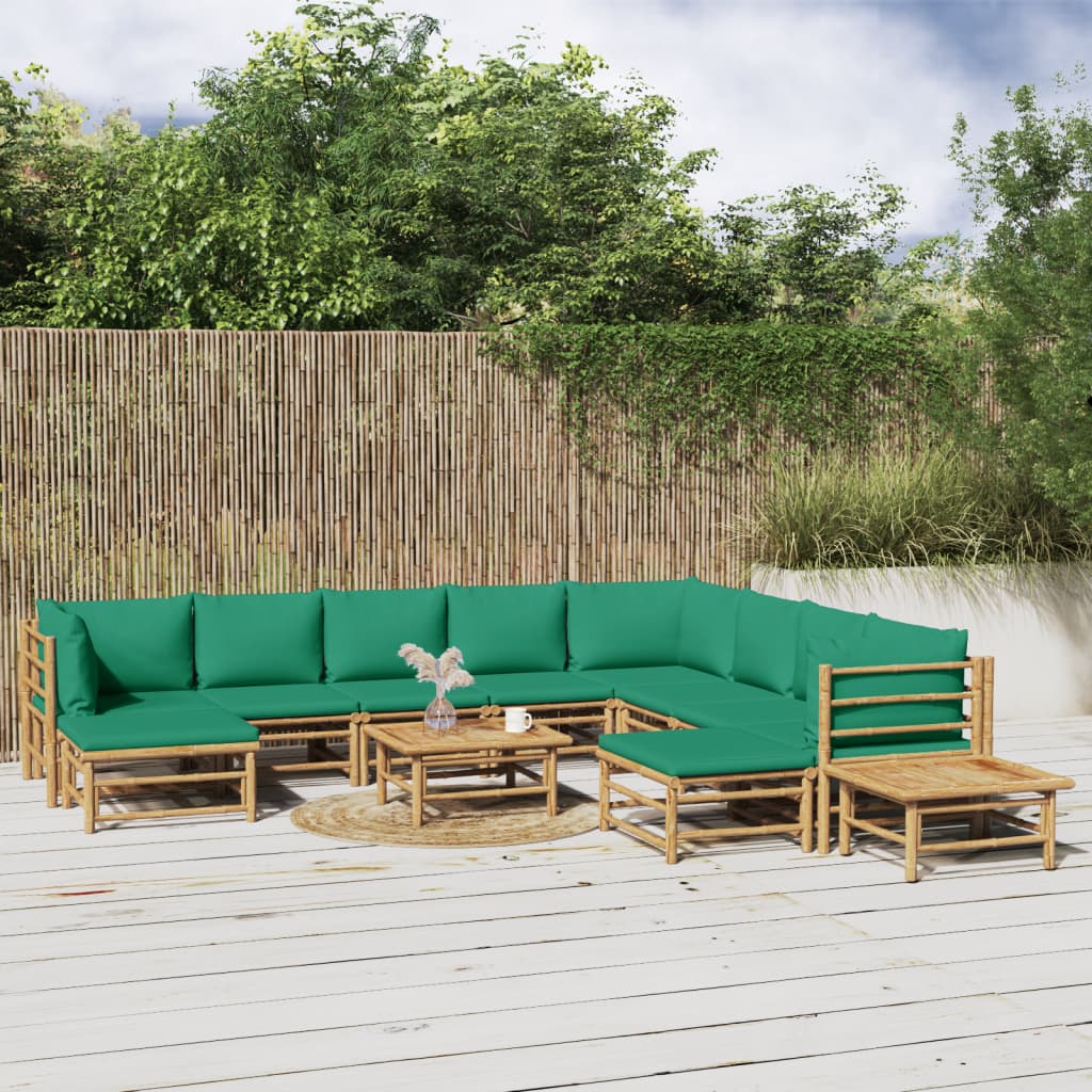 3 Piece Patio Lounge Set With Cushions Bamboo