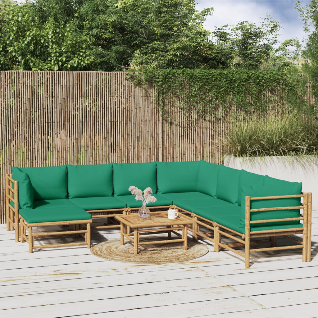 3 Piece Patio Lounge Set With Cushions Bamboo