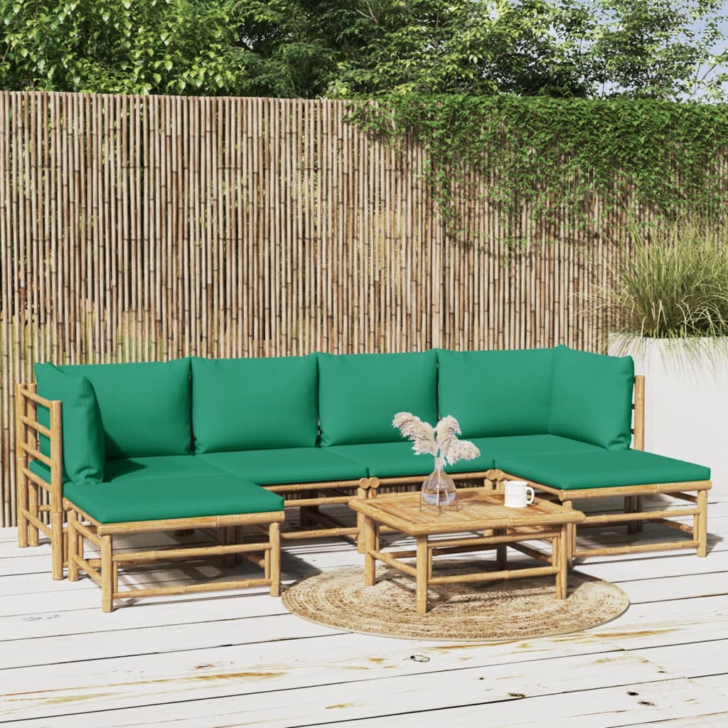 3 Piece Patio Lounge Set With Cushions Bamboo