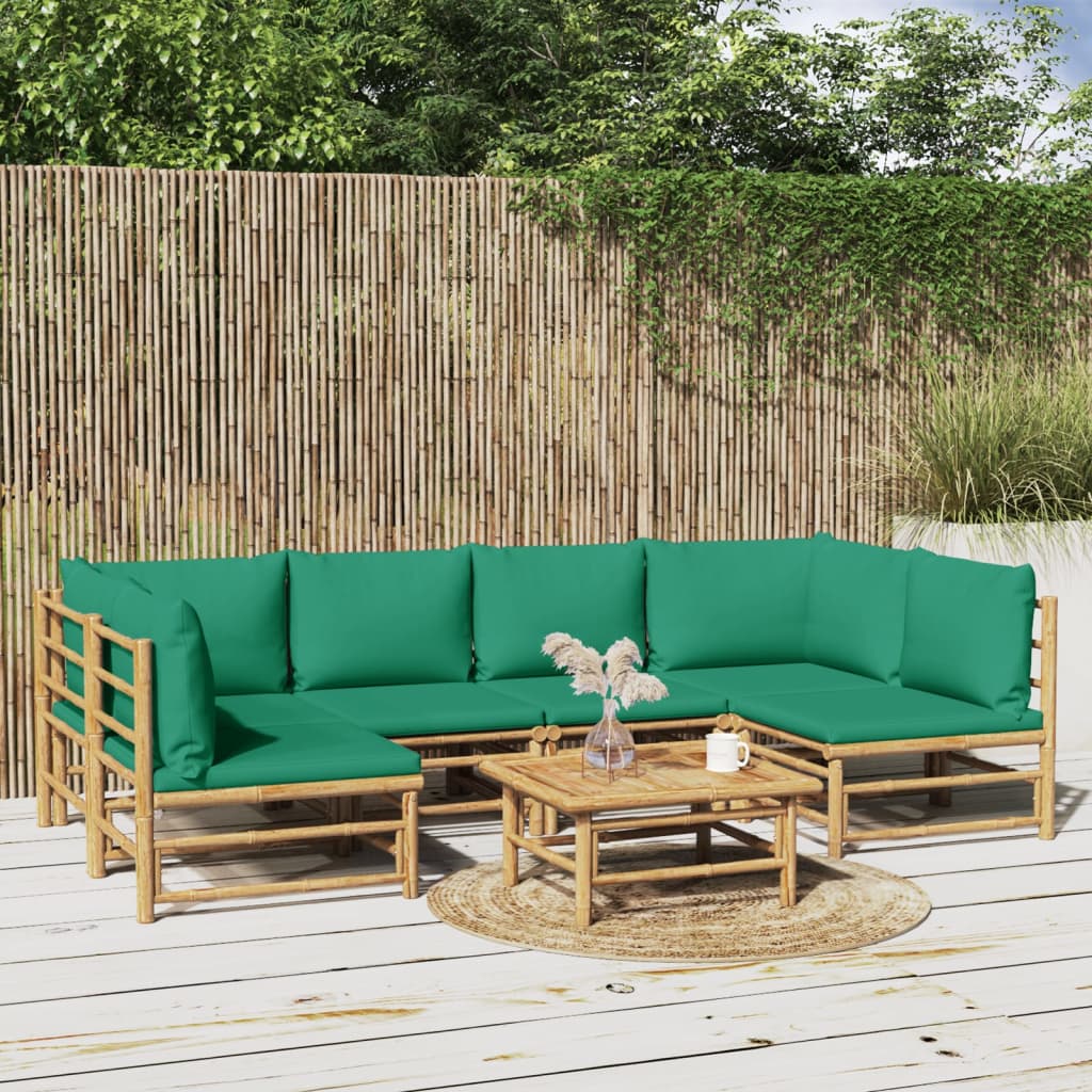 3 Piece Patio Lounge Set With Cushions Bamboo