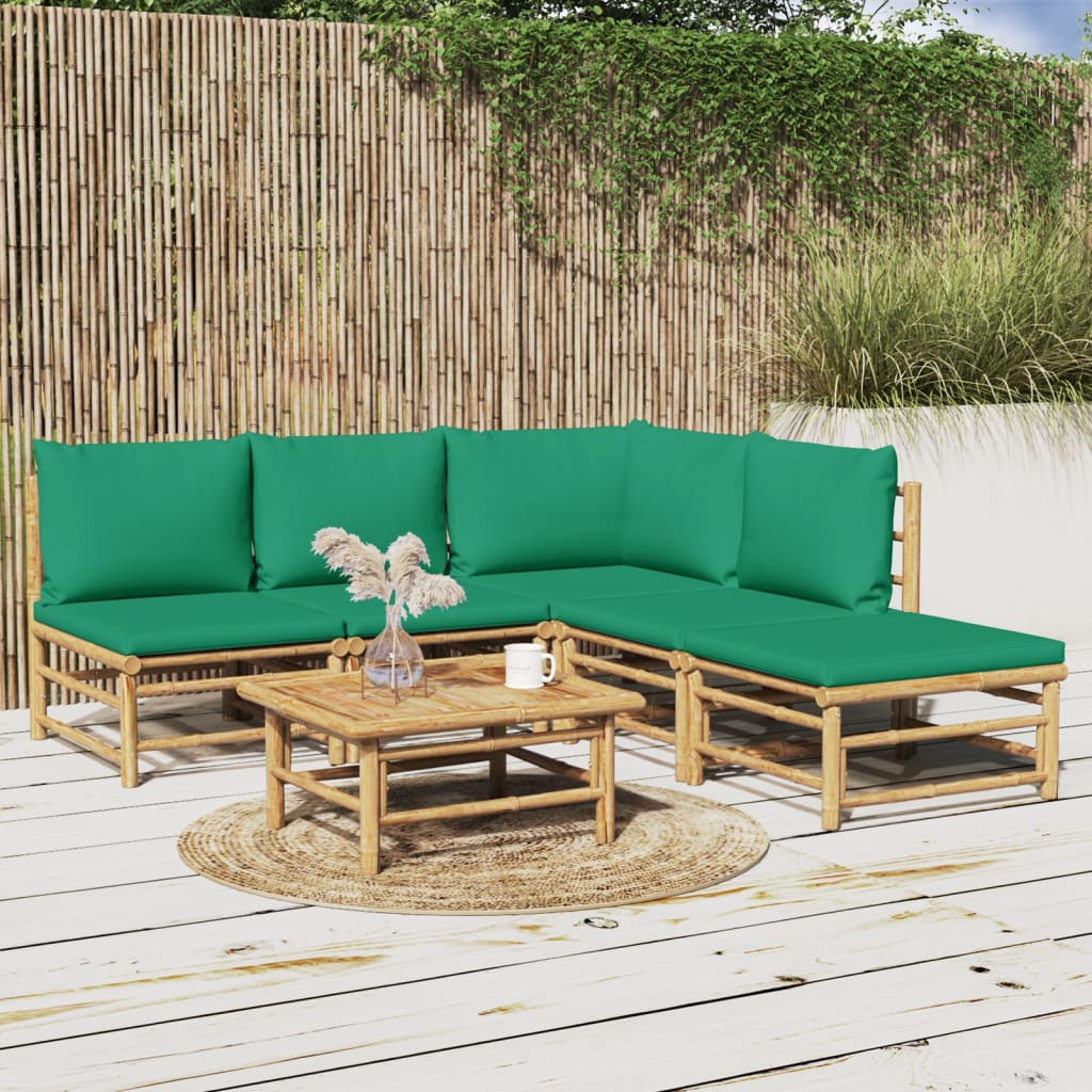 3 Piece Patio Lounge Set With Cushions Bamboo