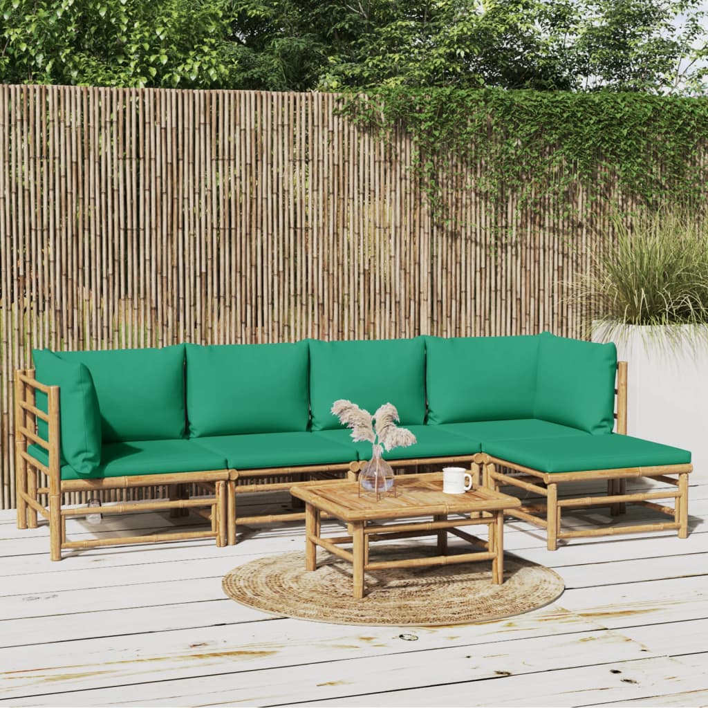 3 Piece Patio Lounge Set With Cushions Bamboo