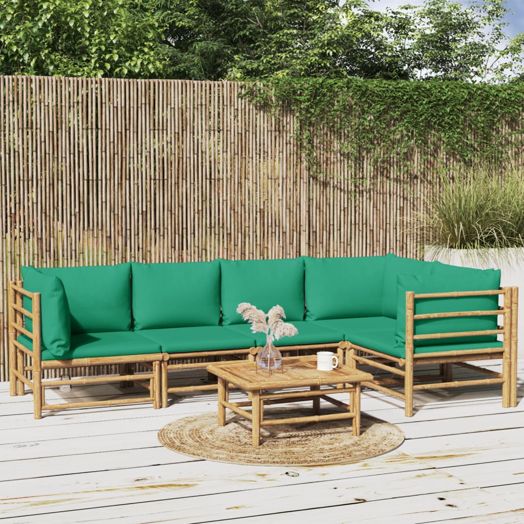 3 Piece Patio Lounge Set With Cushions Bamboo