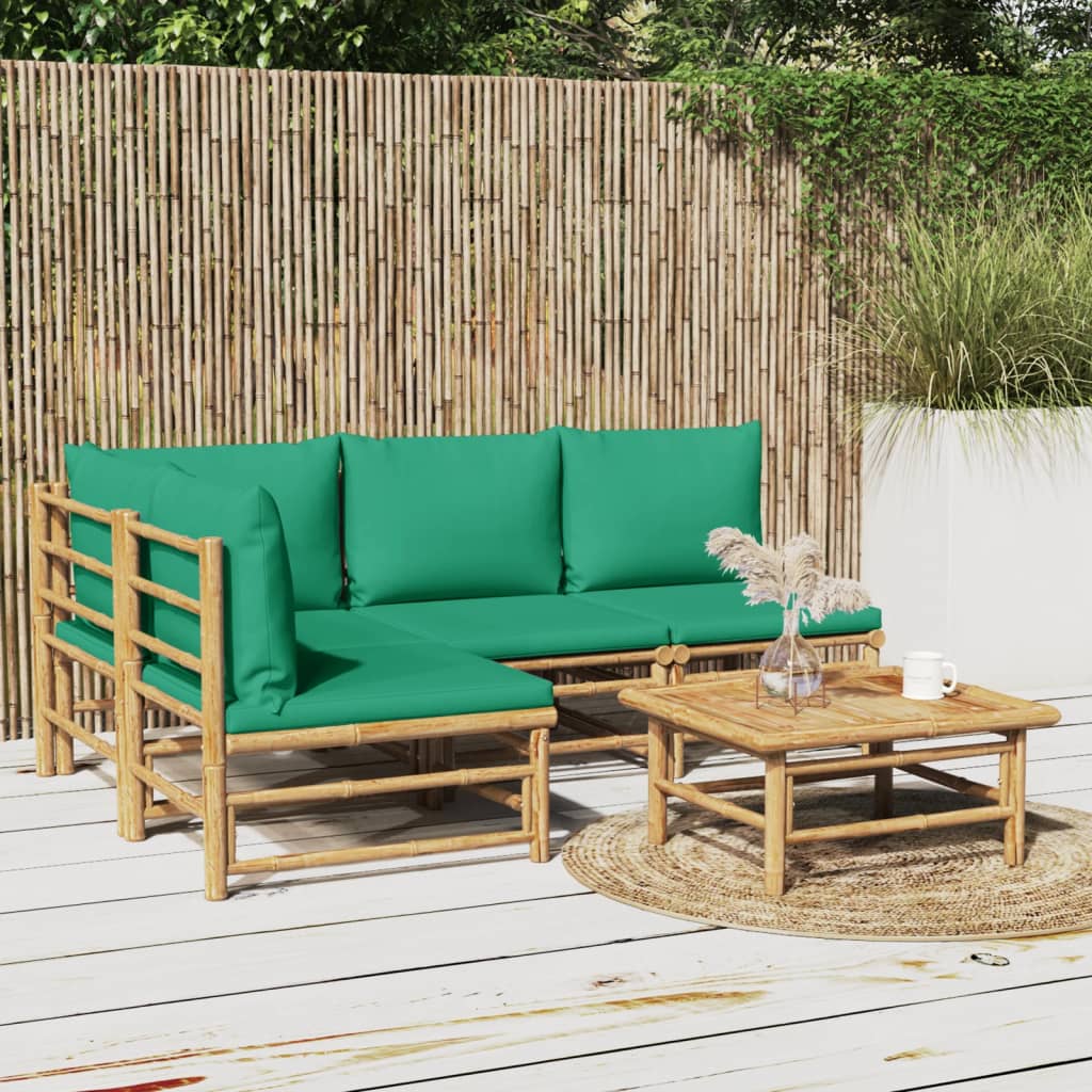 3 Piece Patio Lounge Set With Cushions Bamboo