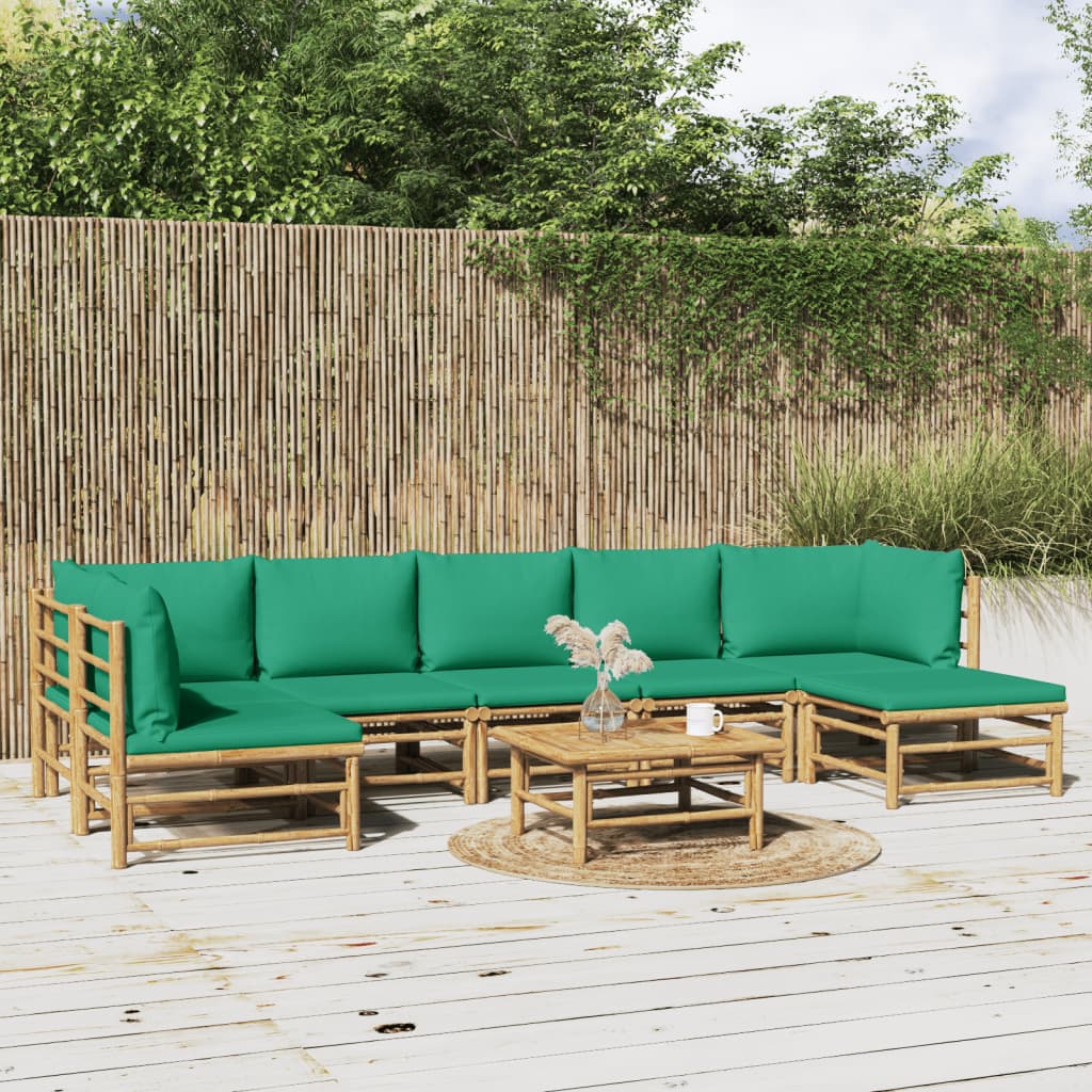 3 Piece Patio Lounge Set With Cushions Bamboo