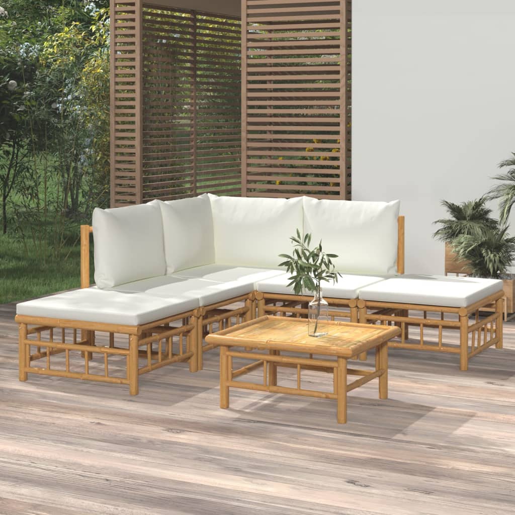 3 Piece Patio Lounge Set With Cushions Bamboo