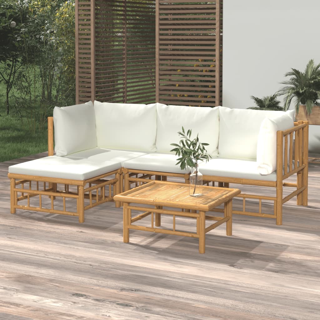 3 Piece Patio Lounge Set With Cushions Bamboo