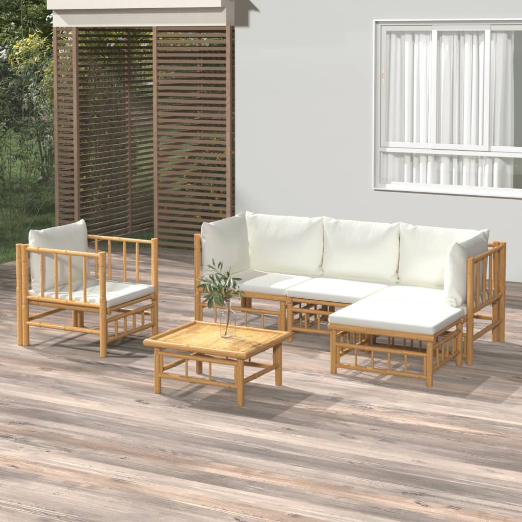 3 Piece Patio Lounge Set With Cushions Bamboo