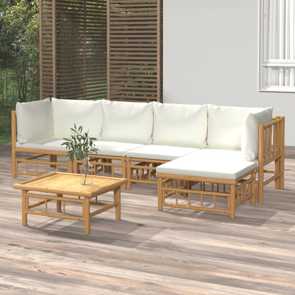 3 Piece Patio Lounge Set With Cushions Bamboo