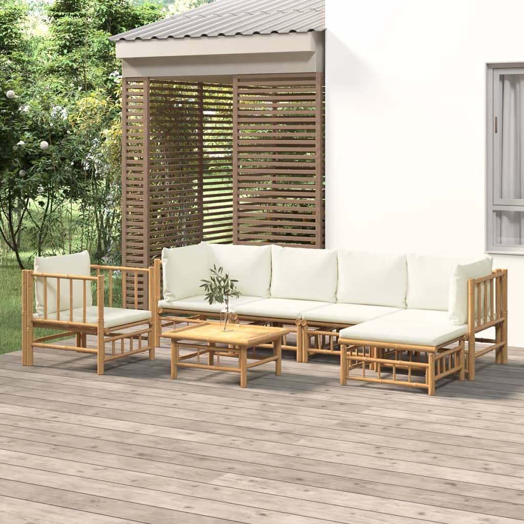 3 Piece Patio Lounge Set With Cushions Bamboo