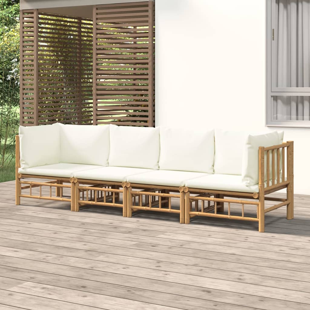 3 Piece Patio Lounge Set With Cushions Bamboo