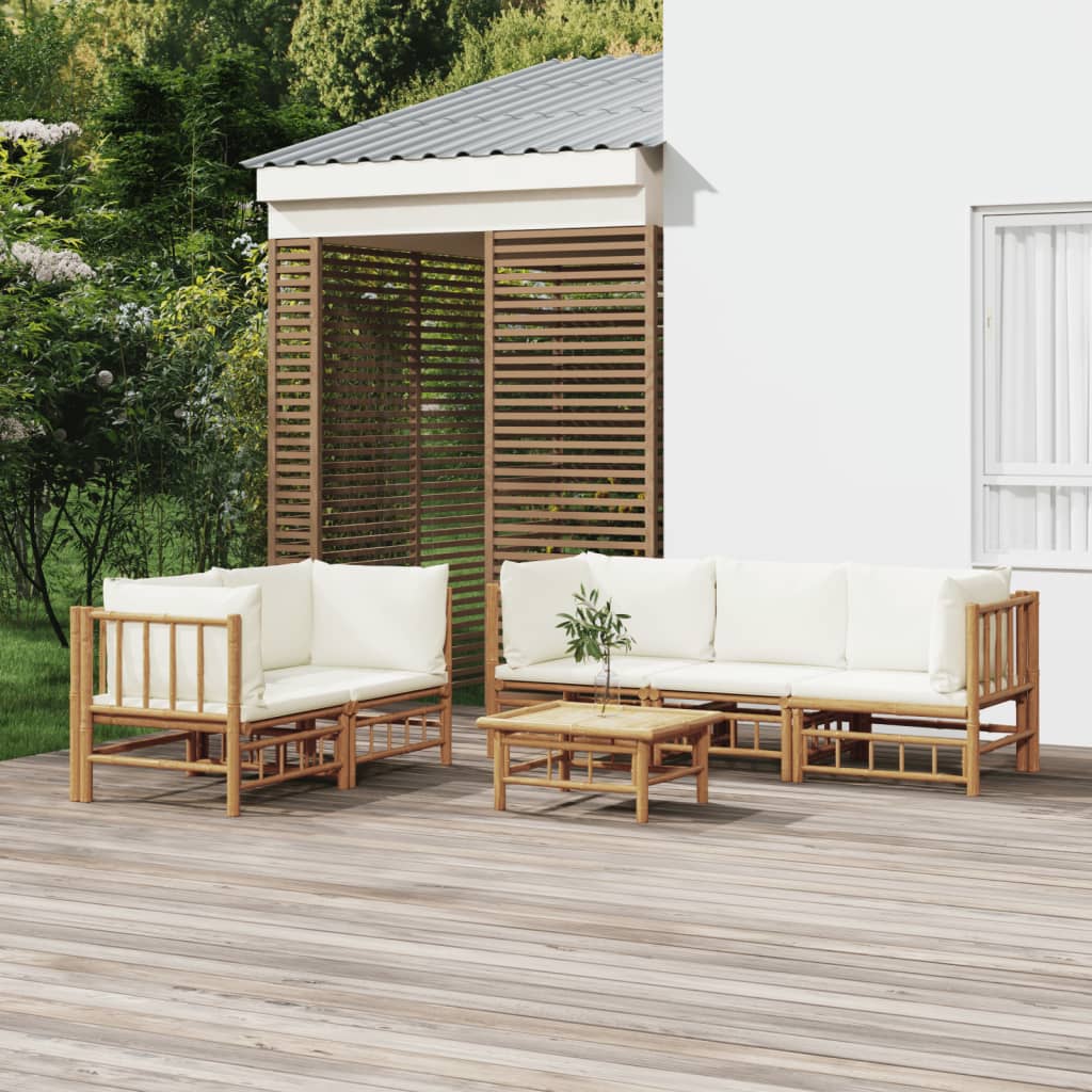 3 Piece Patio Lounge Set With Cushions Bamboo