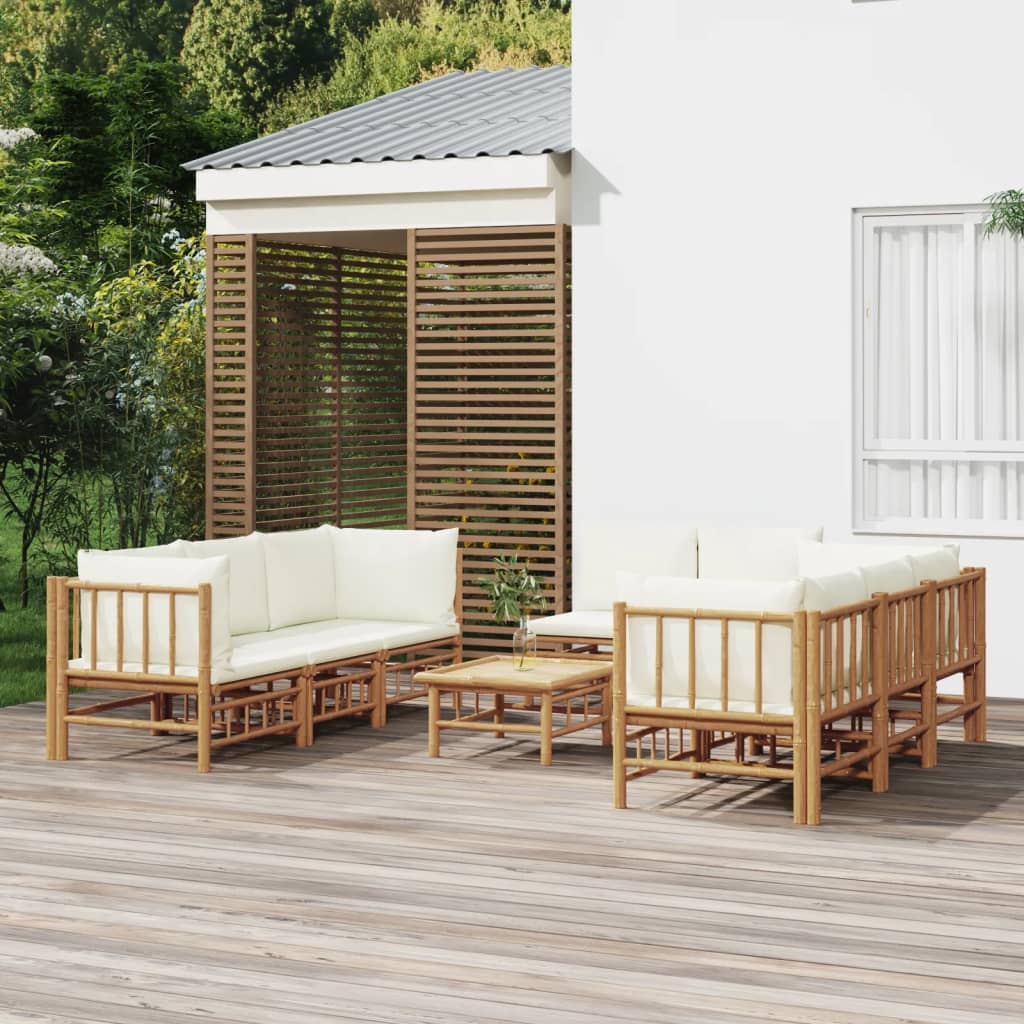 3 Piece Patio Lounge Set With Cushions Bamboo