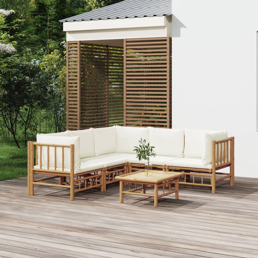 3 Piece Patio Lounge Set With Cushions Bamboo