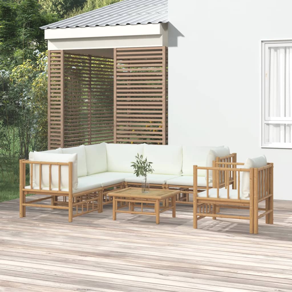 3 Piece Patio Lounge Set With Cushions Bamboo