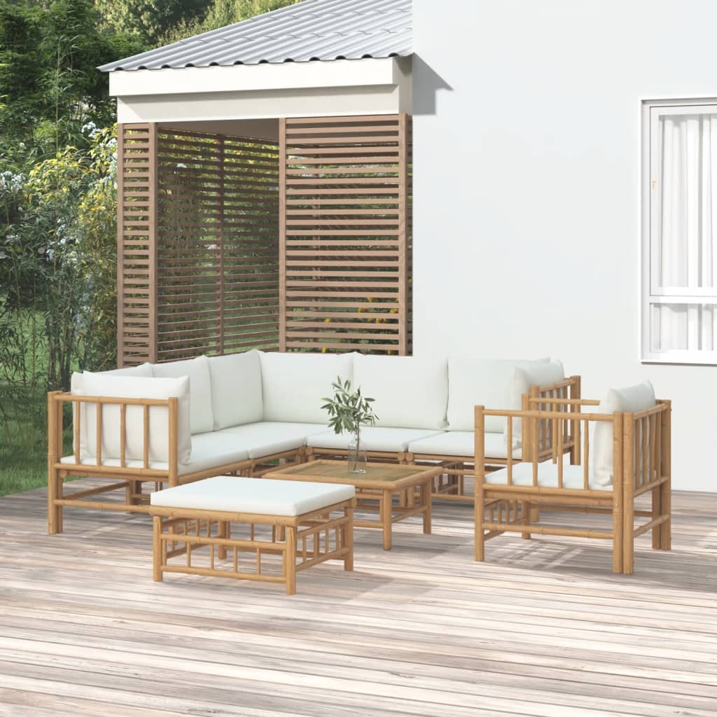 3 Piece Patio Lounge Set With Cushions Bamboo