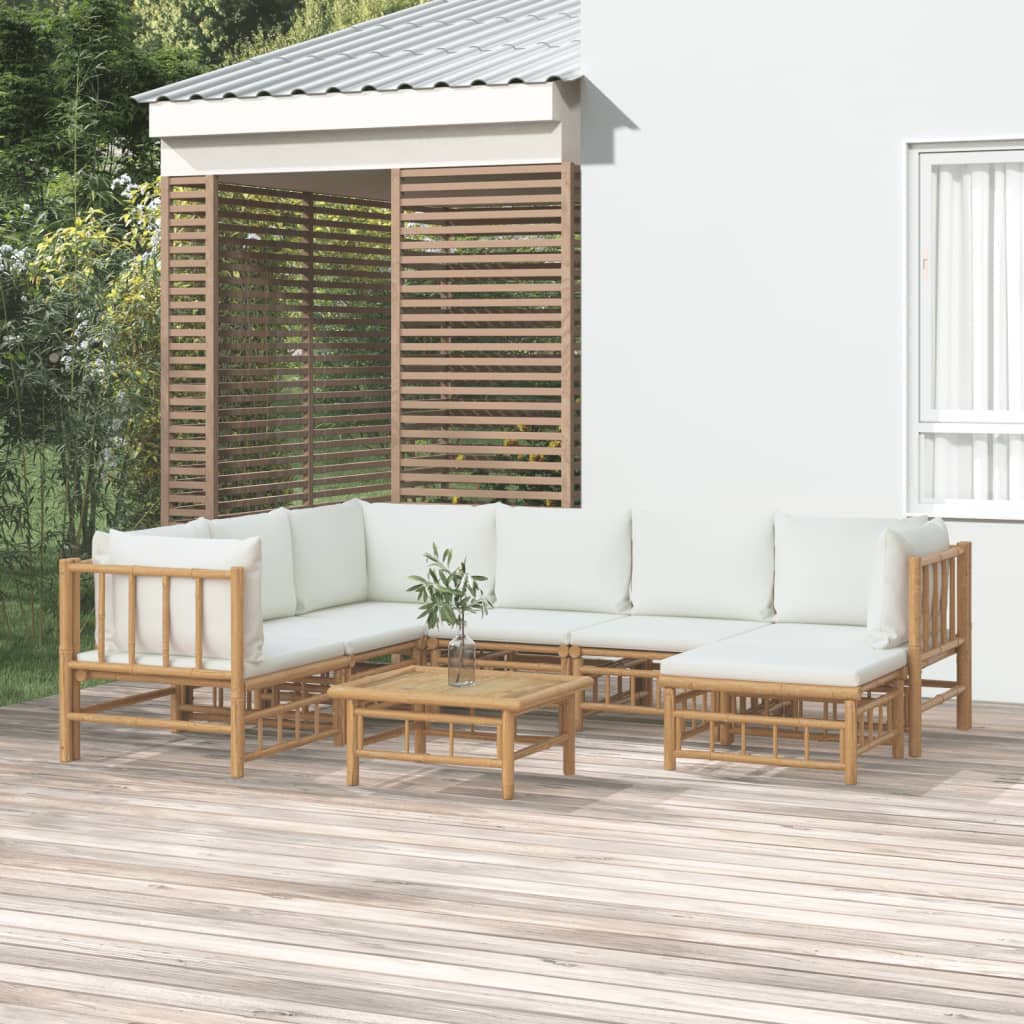 3 Piece Patio Lounge Set With Cushions Bamboo