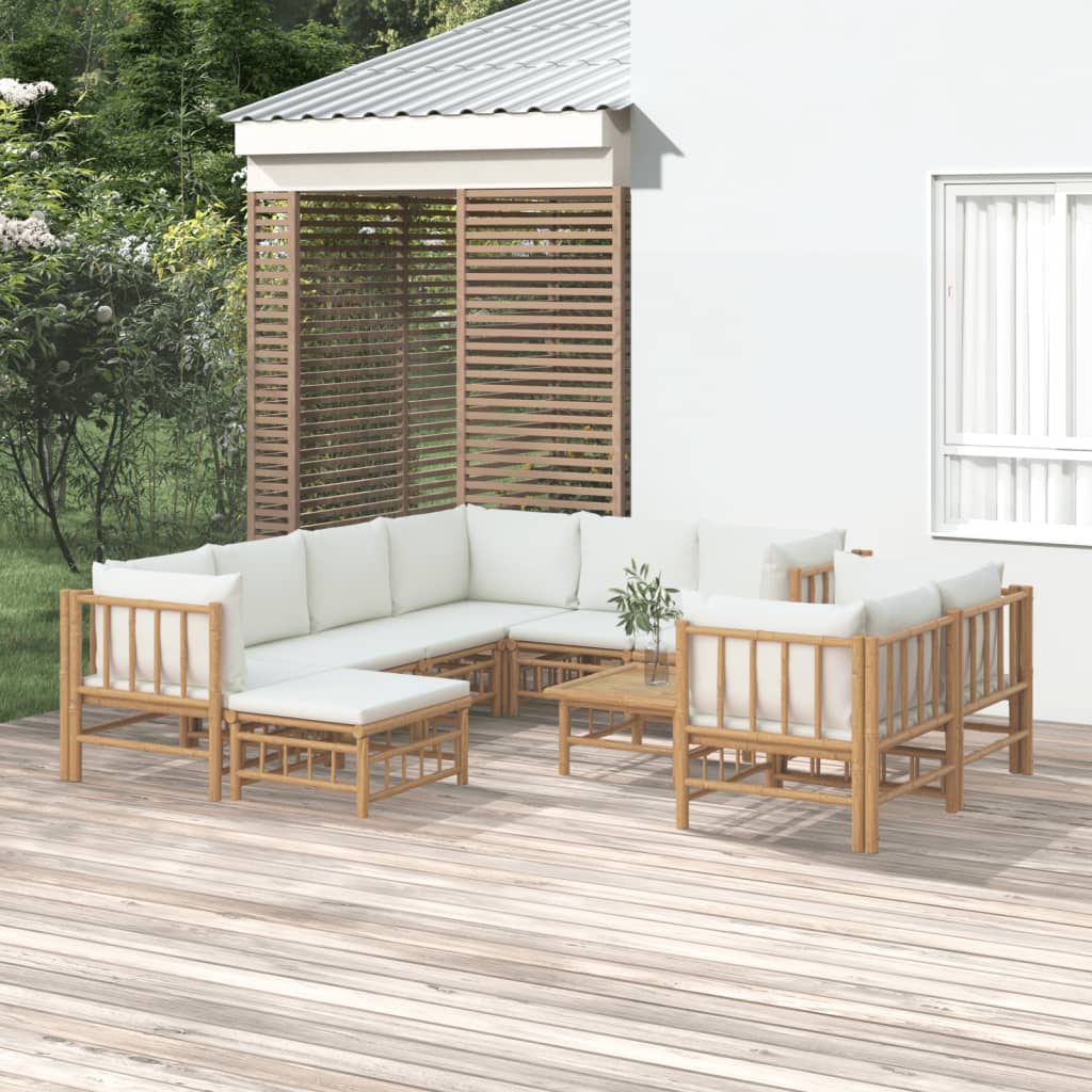 3 Piece Patio Lounge Set With Cushions Bamboo