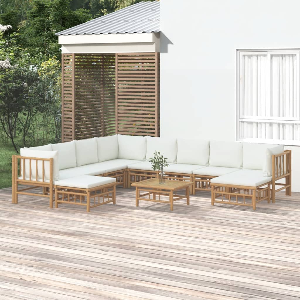 3 Piece Patio Lounge Set With Cushions Bamboo