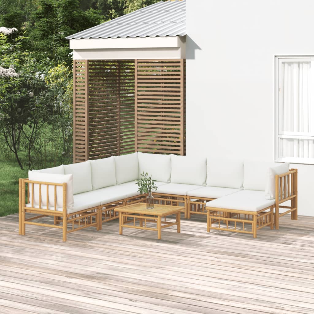 3 Piece Patio Lounge Set With Cushions Bamboo