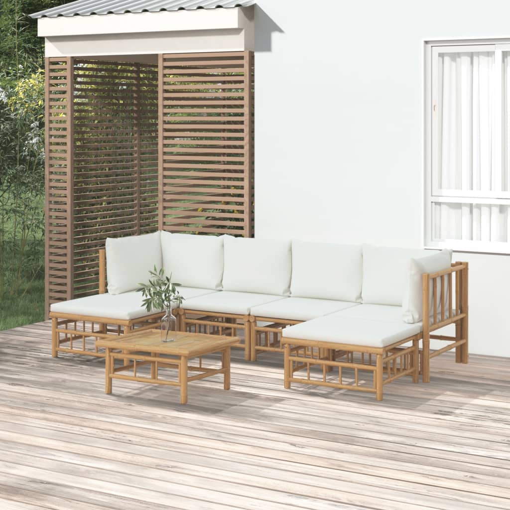 3 Piece Patio Lounge Set With Cushions Bamboo