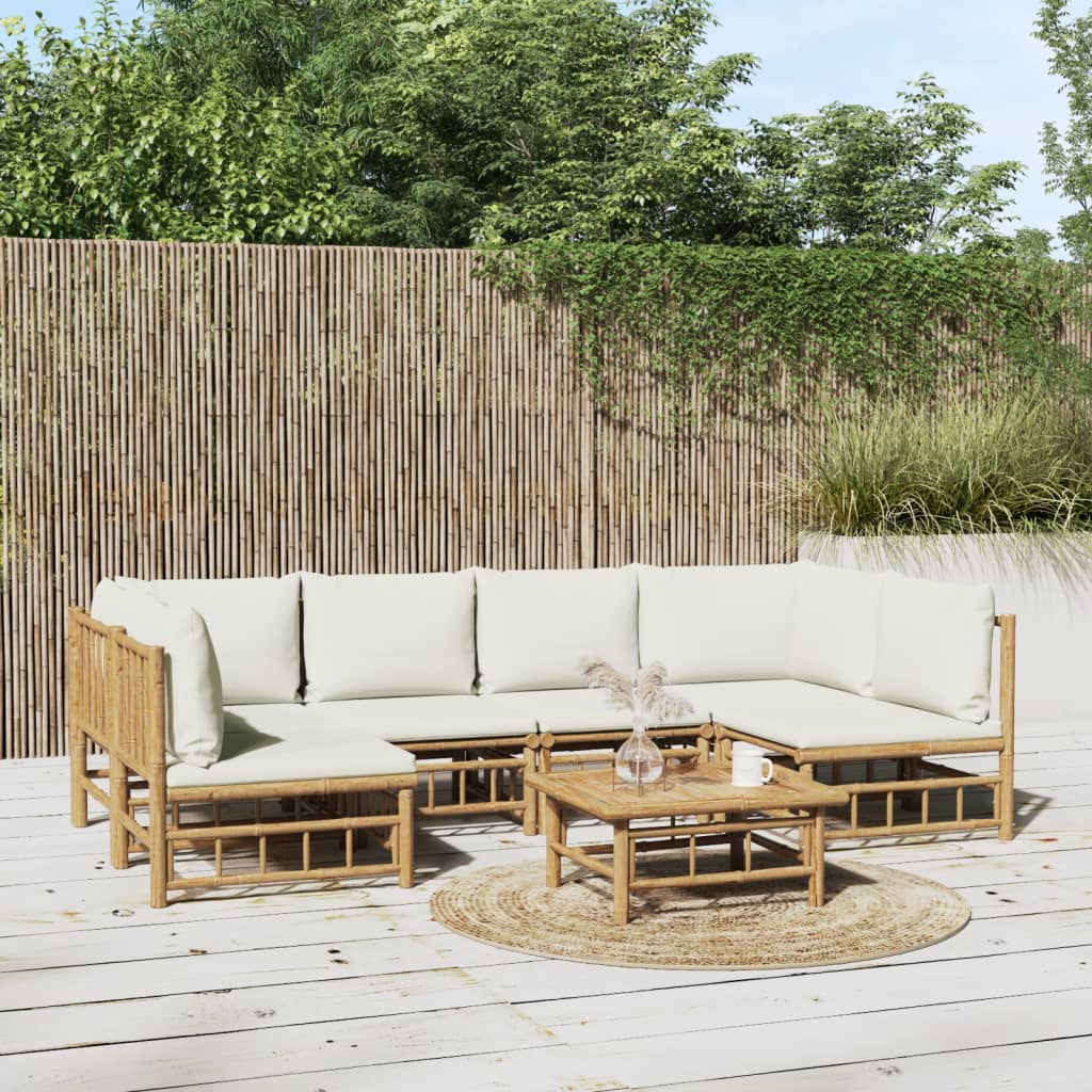 3 Piece Patio Lounge Set With Cushions Bamboo