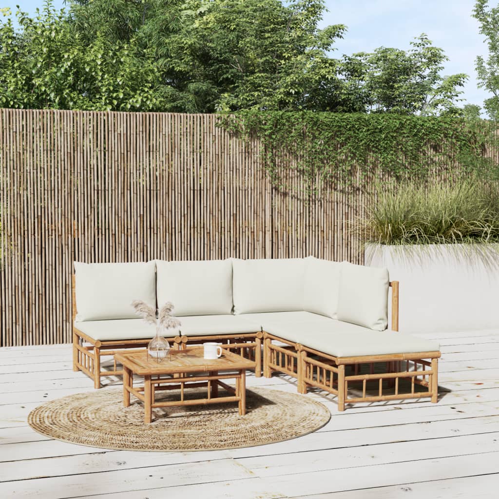 3 Piece Patio Lounge Set With Cushions Bamboo