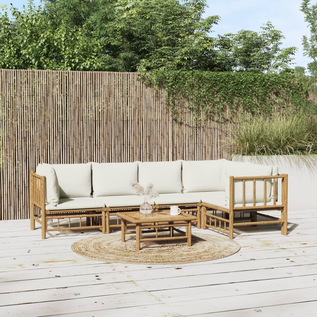 3 Piece Patio Lounge Set With Cushions Bamboo