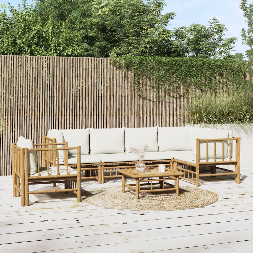 3 Piece Patio Lounge Set With Cushions Bamboo