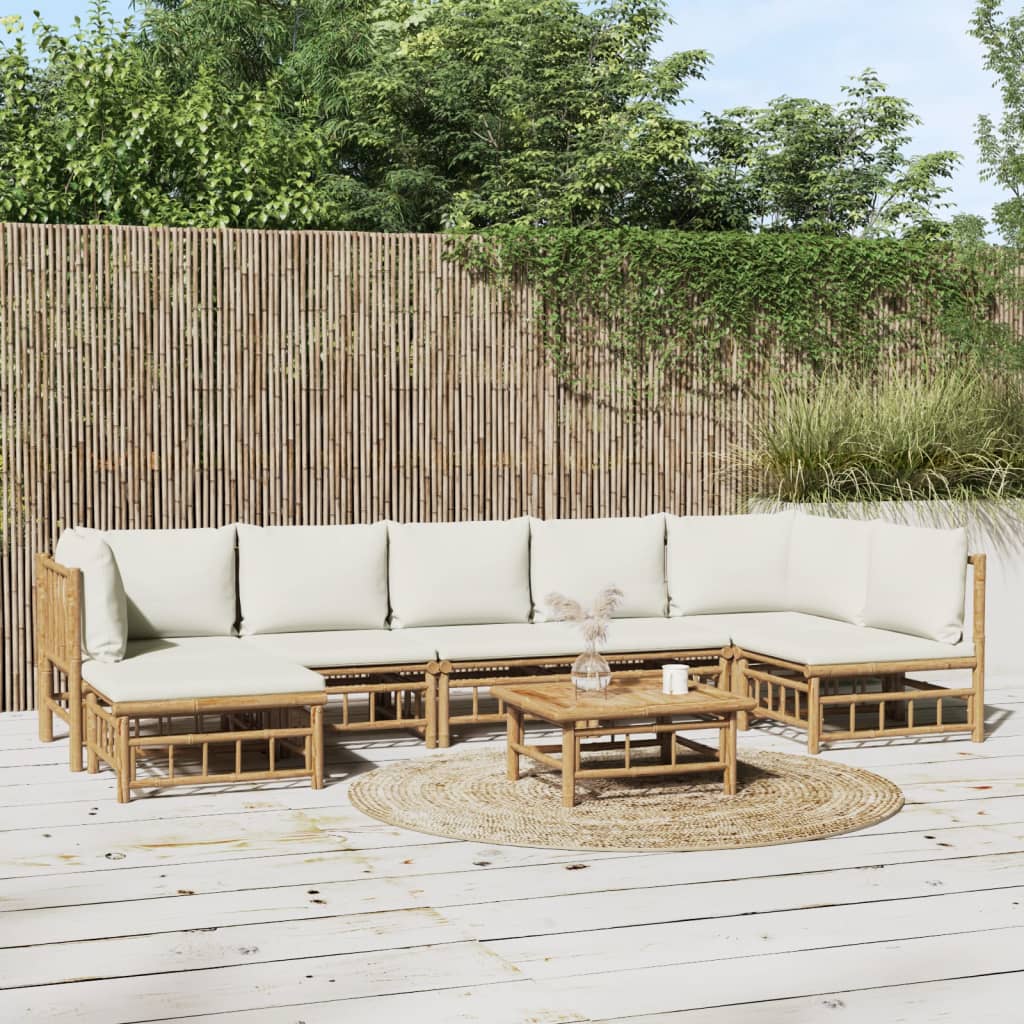 3 Piece Patio Lounge Set With Cushions Bamboo