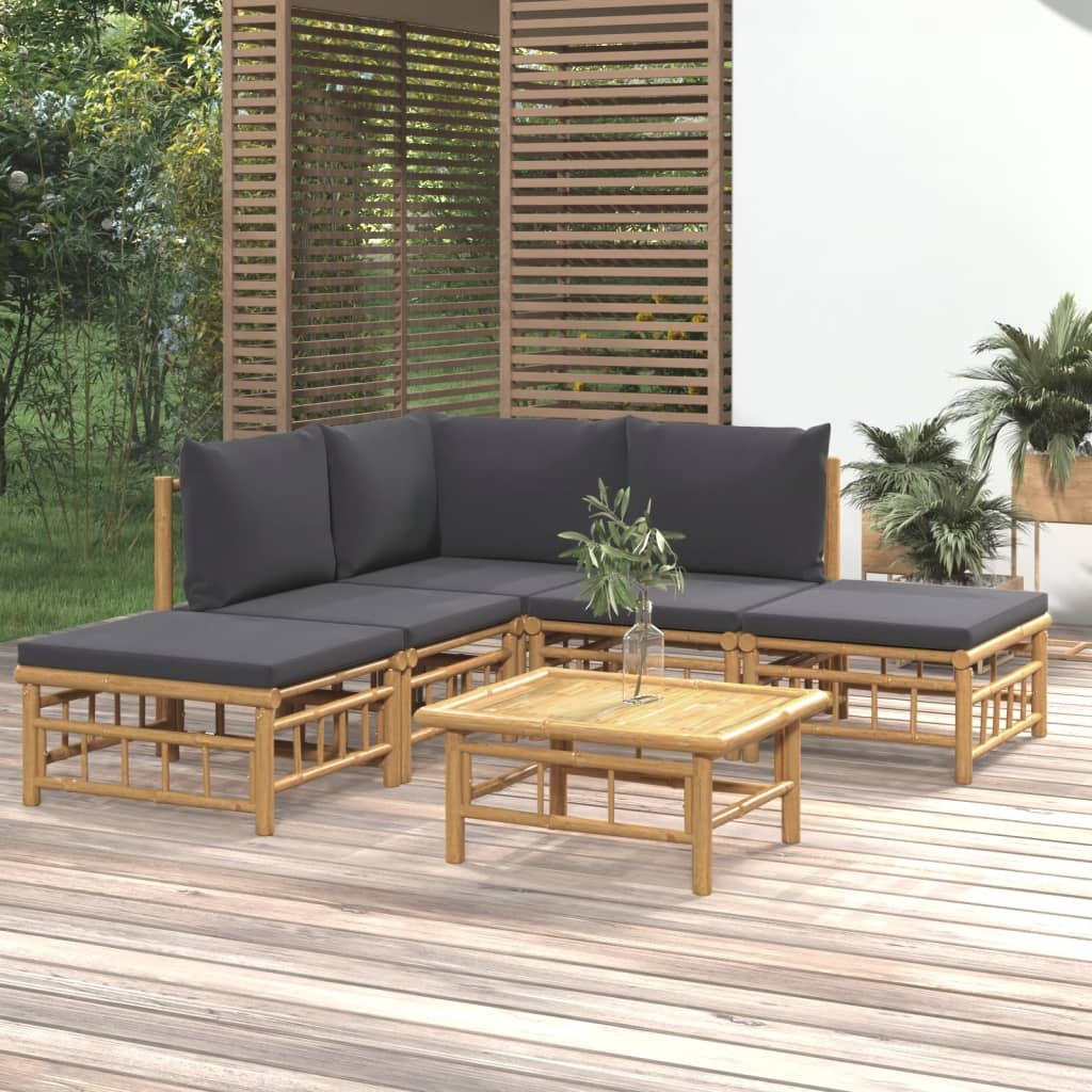 3 Piece Patio Lounge Set With Cushions Bamboo