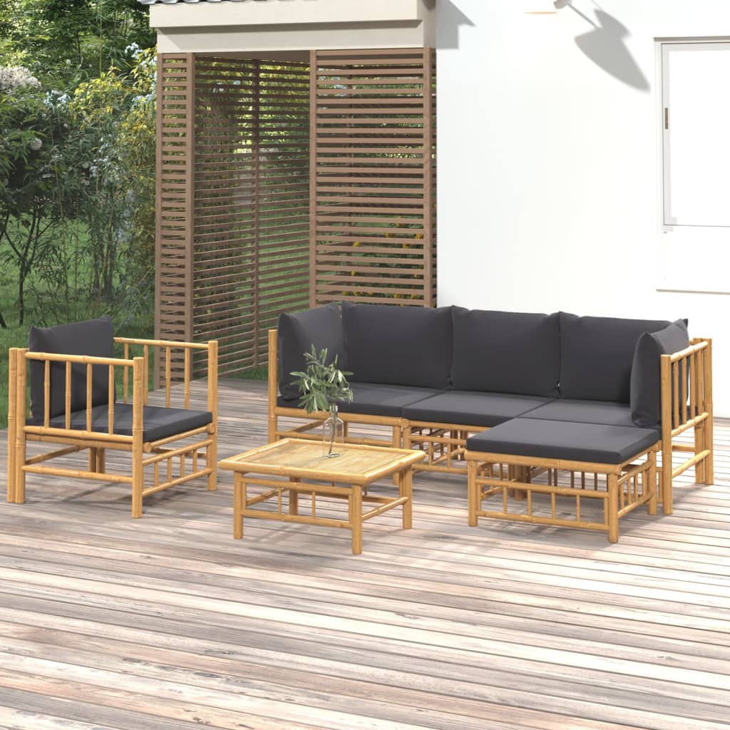 3 Piece Patio Lounge Set With Cushions Bamboo