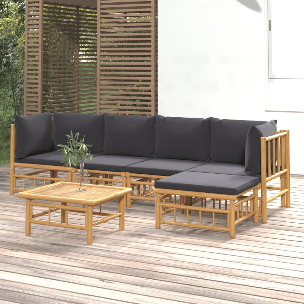 3 Piece Patio Lounge Set With Cushions Bamboo