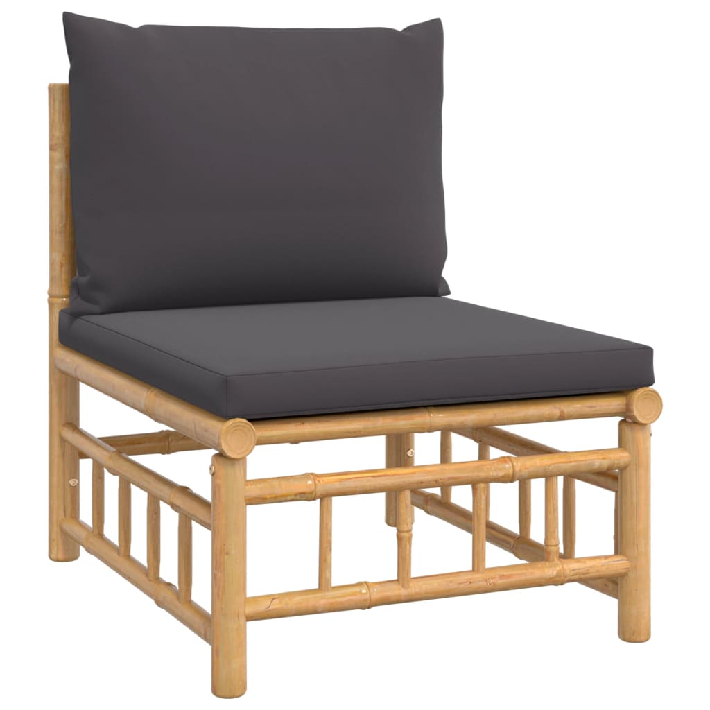 3 Piece Patio Lounge Set With Cushions Bamboo