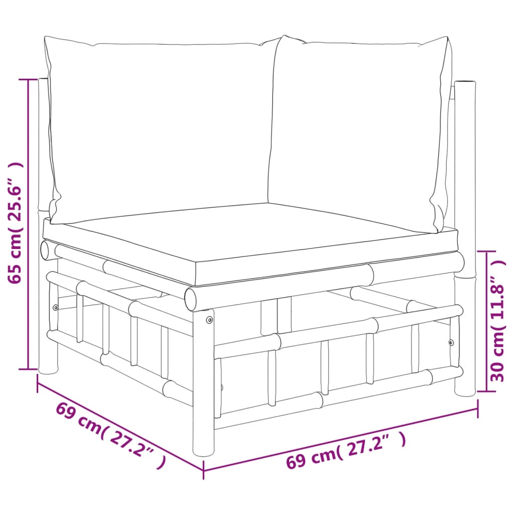 3 Piece Patio Lounge Set With Cushions Bamboo